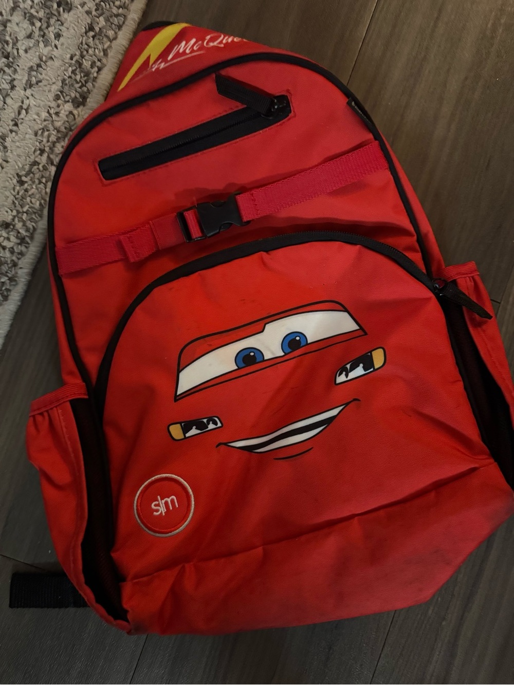 Red Kids Backpack featuring Lightning McQueen Character